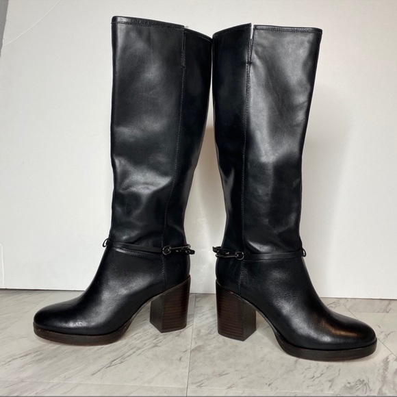 Franco Sarto Karrie Black Leather Tall Boot 9 - Picture 5 of 7